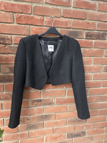 Zara black textured cropped - zara,