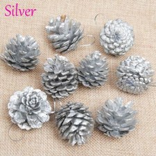 9PCS Christmas Gold Pine Cones Baubles Xmas Tree Decoration Ornaments Gift