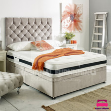 PLUSH DIVAN OTTOMAN LIFT UP STORAGE BED 54"HEADBOARD & 1000 POCKET MATTRESS UK
