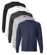 Hanes USA Heavyweight Cotton Long Sleeve Beefy T T-Shirt Crew Tee with Cuffs