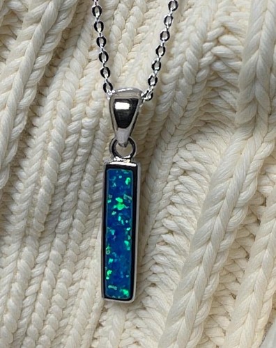 Sterling silver opal necklace - sterling,