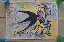 Vintage Lithograph The Swallow