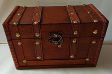 Small Wooden Treasure Chest Style Box - storage  - Altar Wicca Gothic trunk 18cm