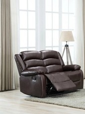 Luxury Comfy Leather Recliner Sofa - 2 Seater Brown