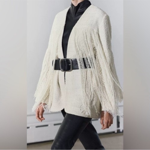Zara boucle fringe blazer - zara,