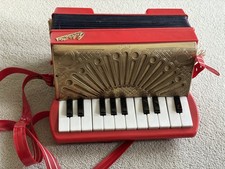 Vintage Goldentone Child’s Red & Gold Toy Piano Accordion C1960s