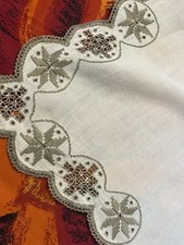 Lefkara Exquisite Hand Embroidered Tablecloth 49” 50” Unused