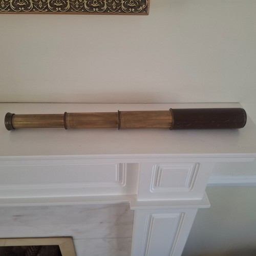 Vintage brass leather 3 draw - &,