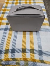 Riverisland Make Up Bag  Light Grey/ Cream Color  Leather Zip Top