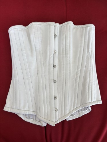 Corset white genuine leather - genuine,