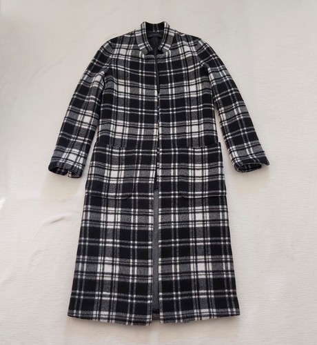 Zara black white check coat - zara, black/white