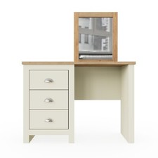 Dressing Table Stool Mirror 3 Drawer Vanity Makeup Desk Cream Oak