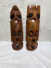 2 pcs Hand Carved Wood