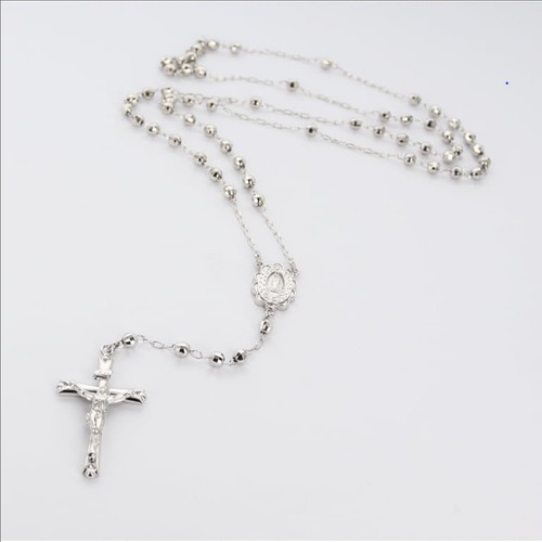 Sterling silver rosary - 26",