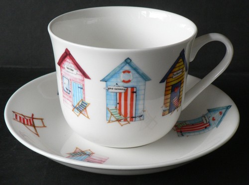 Beach hut bone china large - hut,