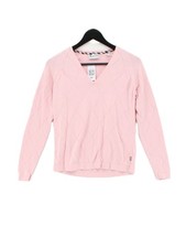 Aquascutum Women's Jumper S Pink 100% Cotton V-Neck Pullover