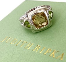JUDITH RIPKA Sterling Silver CITRINE & PERIDOT Ring~Size 8~RETIRED!