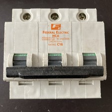 Federal Electric MCB 16 Amp Type C 16A Triple Pole C16 Stablok HCA HCA3P16