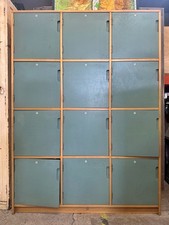 Vintage Mid Century Esavian Wooden Schoool Gym Storage Lockers