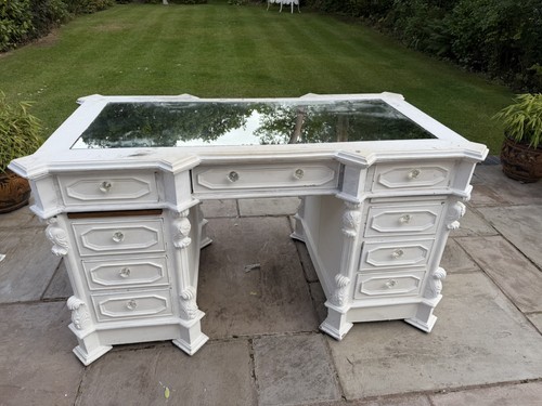 Carved french painted desk - carved,