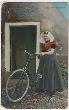Cycling PPC, Dutch Woman With Sit Up & Beg Bike, South Beveland, 1921 PMK