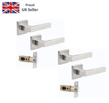 Door Handles Lever Internal Door Handles on Square Rose. Satin Nickel (2 Pack)