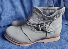 BUNKER Grey Flat Ankle Boots