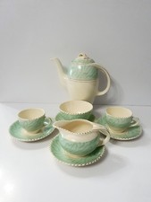 Burleigh made inEngland BALMORAL Coffee Set For 2 green/white green swirl (E016)