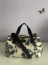 Radley Cream and Black Folk Dog Medium Coated Cotton Oilcloth Handbag/Grab Bag