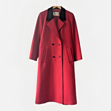 Windsmoor Military Trench Coat Red Wool Jacket Button Up UK 12 Made In UK Long