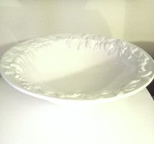 Vintage St Michael White Ceramic Fruit Bowl With Embossed Fruit Pattern 24.5 cm