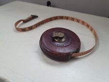 Vintage Rabone No.390 RIGIDA 50ft 3 poles tape measure leather & brass case