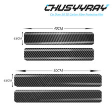 4x Car Black Carbon Fiber Scuff Plate Door Sill Cover Panel Step Protector Guard
