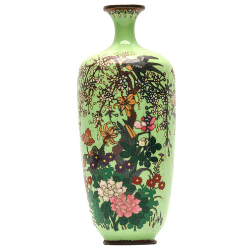 Japanese cloisonne vase lime - cloisonne,