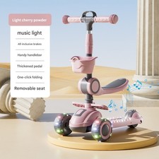 Kids Scooter Child Kick Flashing LED Light Up 3 Wheel Push Adjustable Folding