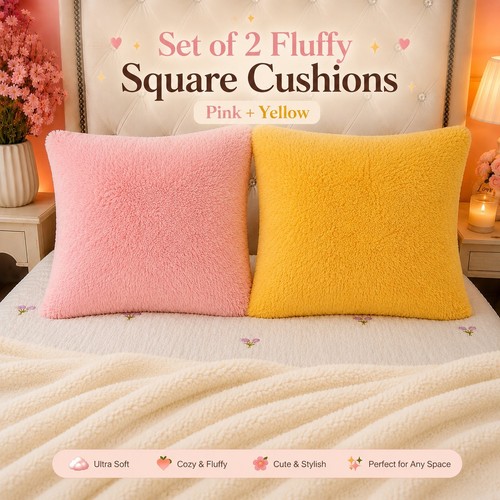 2pcs fluffy square cushions - fluffy,