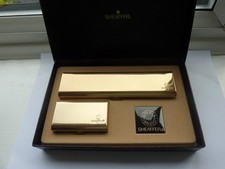 SHEAFFER TARGA IMPERIAL BRASS FOUNTAIN PEN SET  IN BRASS CASES -MINTY