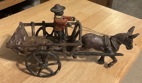 Cast iron donkey pull cart - cast,