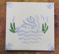 Vintage Ceramic Tile Decorated