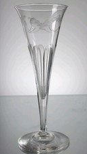  GEORGIAN/VICTORIAN ENGRAVED  CHAMPAGNE GLASS  c.1830(OAK LEAF ENGRAVING) PONTIL