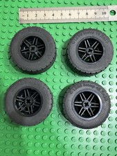 Lego 4 x Large Black Spoked