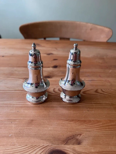Vintage silver metal salt and - vintage,