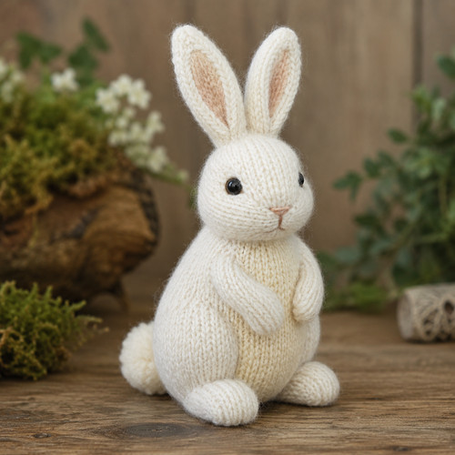 Realistic white bunny rabbit - white,