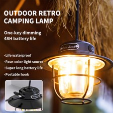 Rechargeable LED Camping Light Lantern Dimmable Outdoor Retro Tent Hanging Lamp