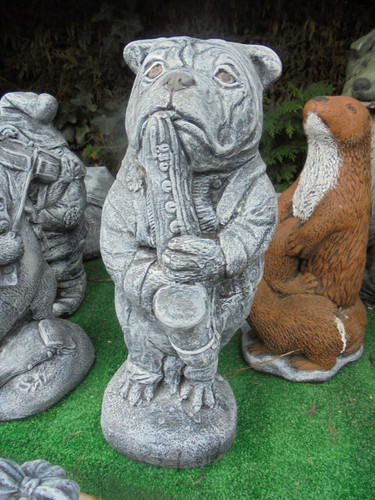 Bulldog playing saxophone - bulldog,