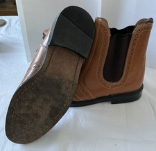 Womens Tan Brown Brogue Leather Slip On Chelsea Boots Size 6 EU 39 unbranded