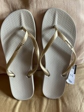 Ipanema Women’s gold Flip Flips Uk 7 Eu 40 Made In Brazil New With Tags RRP £15
