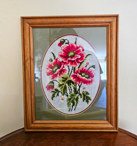 Framed finished floral cross - finished,