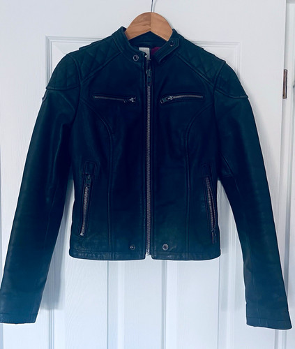 Superdry black leather biker - superdry,