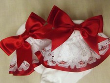 DREAM GIRLS RIBBON BOW CHOICE 16 COLOURS FRILLY SOCKS ALL SIZES OR REBORN DOLLS 